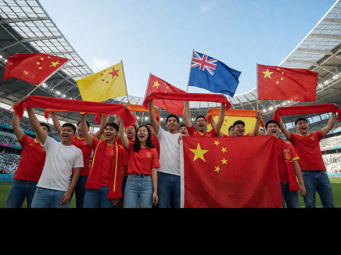 球迷们在体育场内欢呼庆祝，挥舞旗帜营造热烈氛围